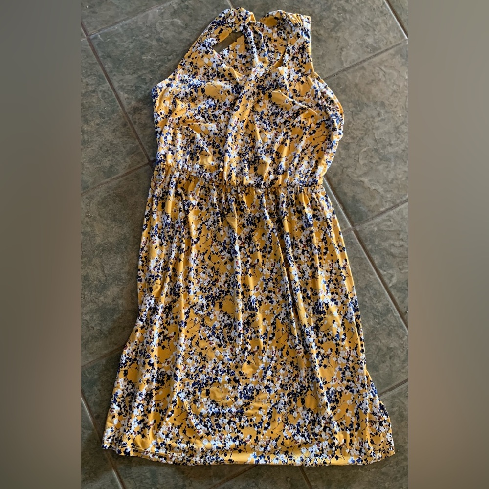 Kaileigh yellow flowered dress, medium from Stitch Fix.  Worn 1x